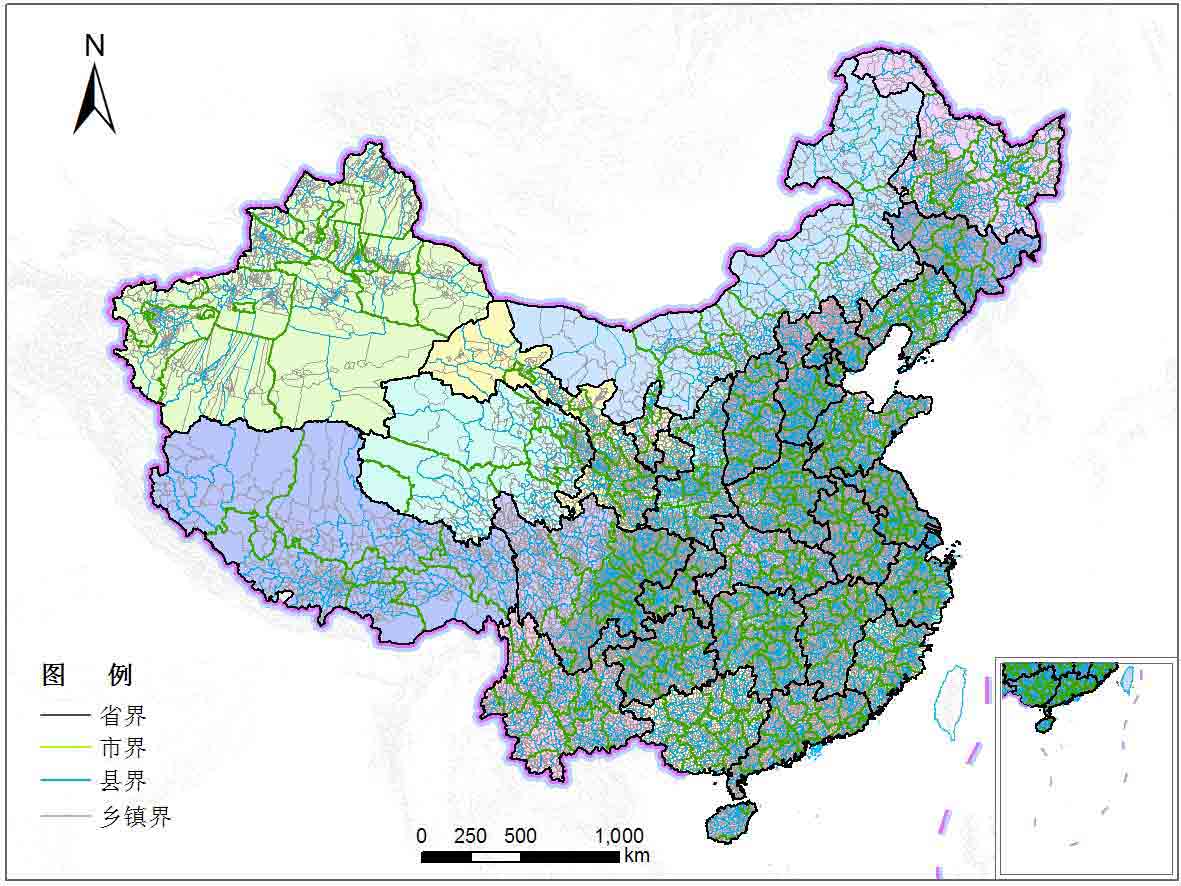 全国遥感影像数据街道边界行政区地图数据